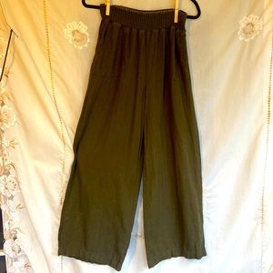 Wide leg, Linen, elastic waist pants